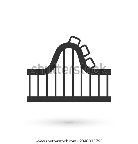 Grey Roller coaster icon isolated on white background. Amusement park. Childrens entertainment playground, recreation park.  Vector