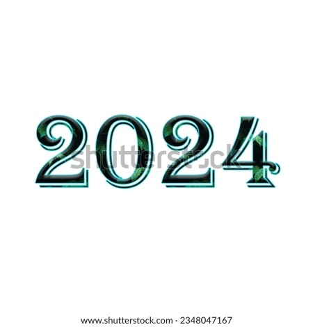 Design year 2024 with leaf texture on white background.
