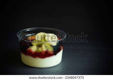 Homemade yogurt topping with mix fruit