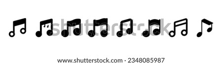 musical icon on white background, Music notes, song, melody or tune flat vector icon, Tone music icon design. Note music icon in trendy flat style design. song icons set, Music notes icons set.