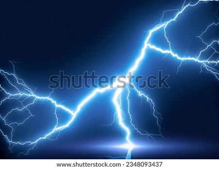 Lightning flash bolt or thunderbolt. Blue lightning or magic power blast storm. Vector illustration Royalty-Free Stock Photo #2348093437