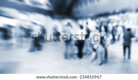 Rush hour at the skytrain station. Motion blur.