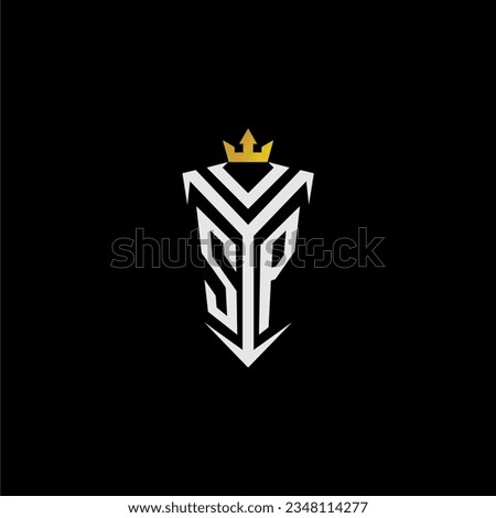 SP monogram logo initial for shield  crown style design