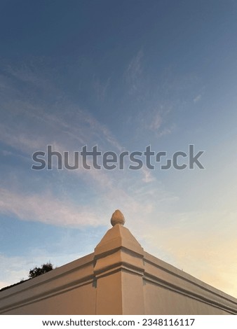 Yogyakarta Indonesia. castle walls with evening clouds in the background.
