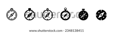 Compass icon set, navigation icon. Line Compass icon isolated on white background. Compass icon vector, Compass, navigation rose icons, magnetic navigation icons