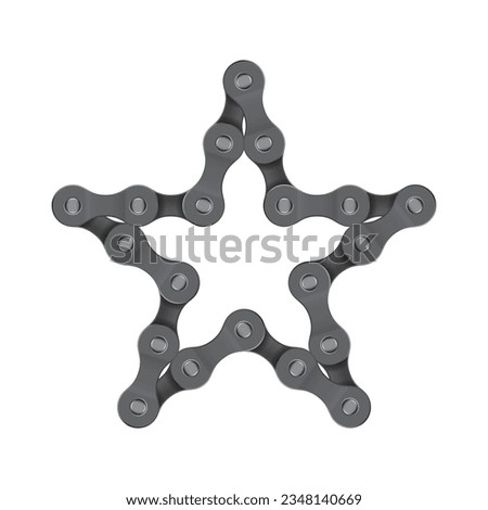 Vector star created from realistic bike chain. Isolated on white background.