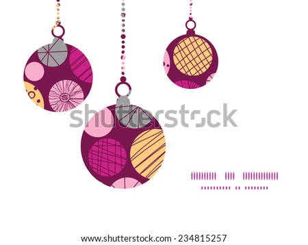 Vector abstract textured bubbles Christmas ornaments silhouettes pattern frame card template