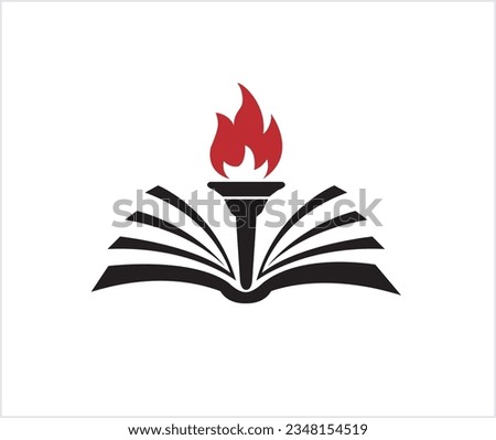 creative open book torch logo vector symbol icon design illustration