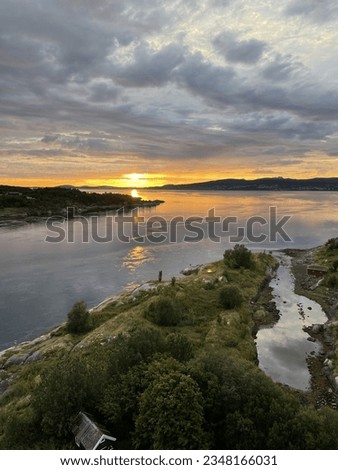 Norway, Saltstraumen. Evening. Sunset. Fjord. Sky. Beauty in nature.