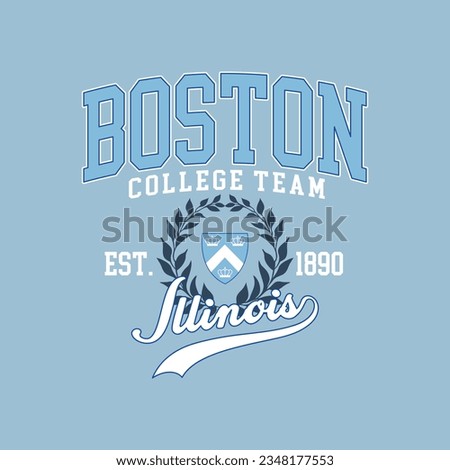 Retro college varsity font typography , Varsity Usa, Boston, Illinois slogan print for fashion tee and tshirt Royalty-Free Stock Photo #2348177553
