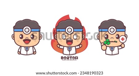 cute doctor cartoon mascot. vector illustrations with outline style.