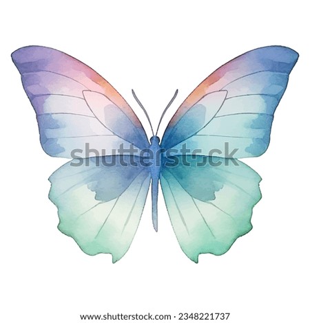 Watercolor exotic butterfly. Vector illustration with hand drawn butterfly, moth. Clip art image.