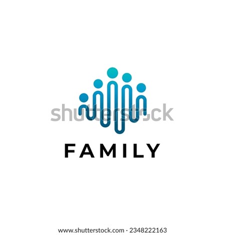 Abstract People Logo. Blue Rounded Line Linked Human Icon Pulse Wave Style isolated on White Background. Usable for Teamwork and Family Logos. Flat Vector Logo Design Template Element Royalty-Free Stock Photo #2348222163