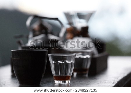 Set of Coffee drift placing outdoor