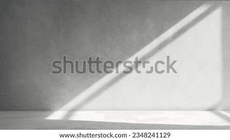 Empty Light Concrete Background, Cement Wall Room studio Background and floor with Shadow Light Backdrop well design Display product show and text present on free space Gray