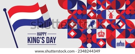 Happy Kings Netherlands Day Illustration with Waving Flags and King Celebration Royalty-Free Stock Photo #2348244349