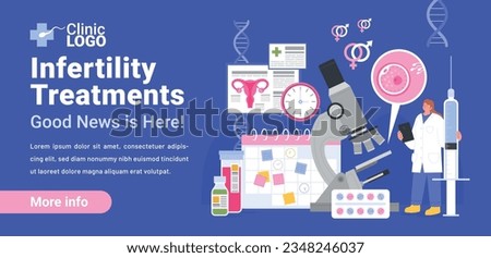 Fertility clinic background. Fertility clinic concept. Fertility clinic poster. Vector Illustration. Poster, Banner. Infertility treatment. In vitro fertilization (IVF). Become Parents in Future.  Royalty-Free Stock Photo #2348246037