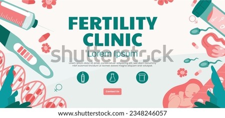 Fertility clinic background. Fertility clinic concept. Fertility clinic poster. Vector Illustration. Poster, Banner. Infertility treatment. In vitro fertilization (IVF). Become Parents in Future.  Royalty-Free Stock Photo #2348246057