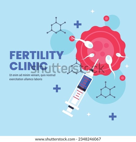 Fertility clinic background. Fertility clinic concept. Fertility clinic poster. Vector Illustration. Poster, Banner. Infertility treatment. In vitro fertilization (IVF). Become Parents in Future.  Royalty-Free Stock Photo #2348246067