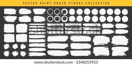 Set of vector paint brush stroke, ink splash, splatter or grungy design elements for social media clip art. Watercolor texture, freehand grunge brush, dirty frame or circle art for abstract background