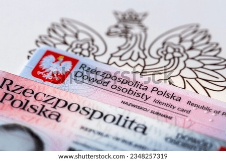 Poland, Old and new ID card, Polish identity document issued at the office Royalty-Free Stock Photo #2348257319