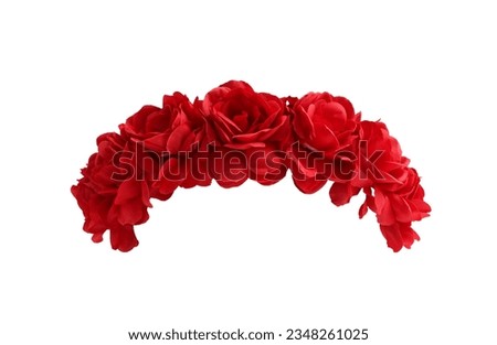 Red Rose Flower Crown front view isolated on white background with clipping paths