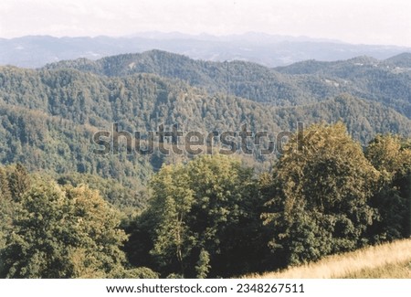 View on Julian Alps During a Sunny Summer Day, Slovenia Border. Drenchia, Udine Province, Friuli Venezia Giulia, Italy. Film Photography