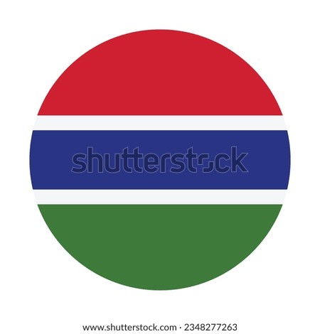 Flag of the Gambia. Flag icon. Standard color. Circle icon flag. Computer illustration. Digital illustration. Vector illustration.