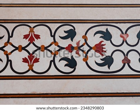 Close up of traditional, detailed, colourful, Indian patterns and motifs. High quality photo