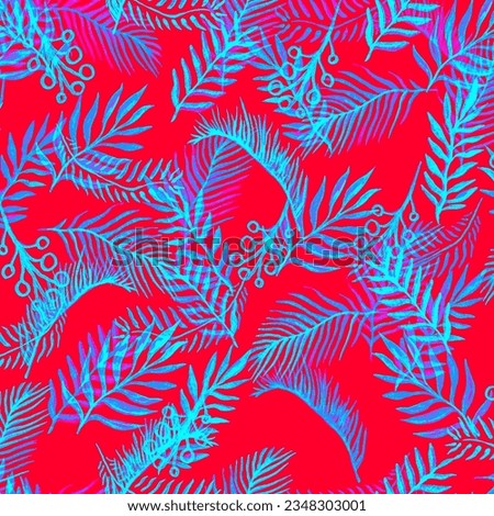 Leaves Banana Background. Black Watercolor Tropical Pattern. Vintage Hawaii Print. Coral Leaves Tropical. Neon Hawaii Prints. Background Palms. Leafs Patterns.