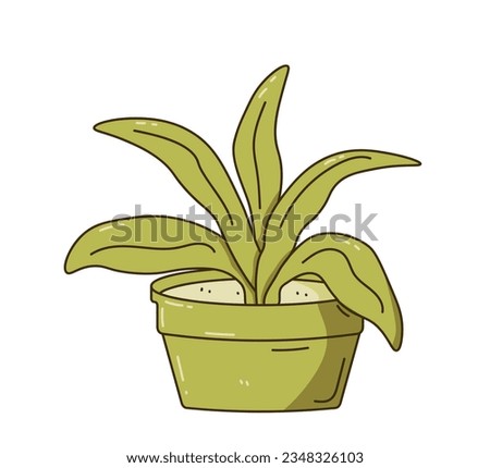 Cute pot with a plant. Eco concept. Vector modern flat style cartoon.
