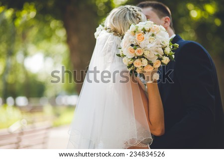 Happy bride and groom wedding Royalty-Free Stock Photo #234834526