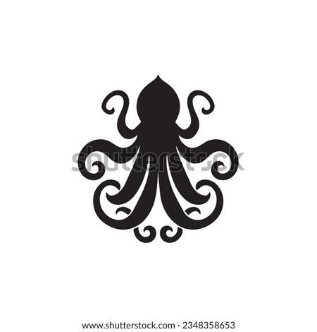 Octopus in cartoon, doodle style. 2d vector illustration in logo, icon style. Black and white