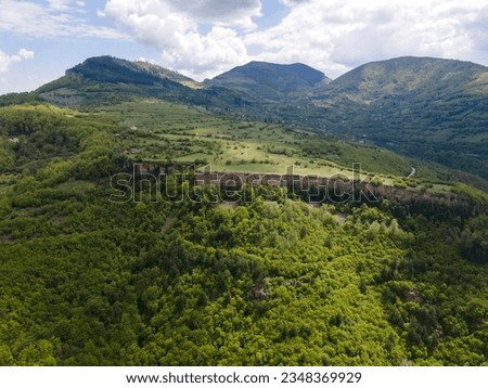 Amazing Aerial view of iskar gorge near village of Bov, Balkan Mountains, Bulgaria