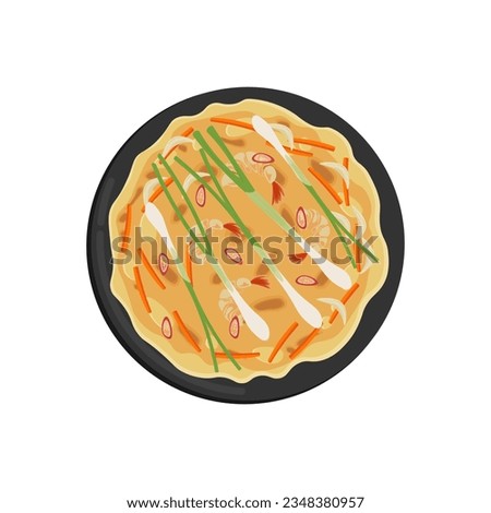 Pajeon Korean Scallion Pancake Illustration Logo Royalty-Free Stock Photo #2348380957