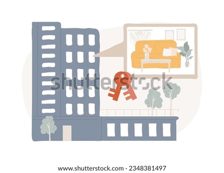 Condominium isolated concept vector illustration. Private residence in a building complex, condominium management, landlord owned household, multistorey house appartment vector concept. Royalty-Free Stock Photo #2348381497