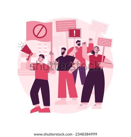 Strike action abstract concept vector illustration. Anti globalism action, labor union movement strike, employees stop working, industry blockage, stoppage, salary dispute abstract metaphor. Royalty-Free Stock Photo #2348384999