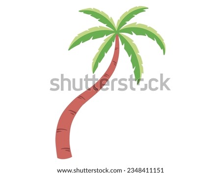 Coconut Palm Tree Illustration with Green Leaves