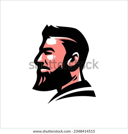bearded man barbershop logo design