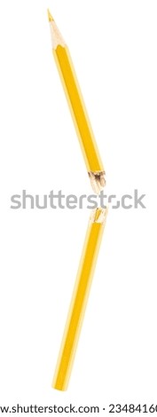 Yellow pencil isolated on white background broken crayons