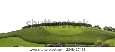 Grass hill isolate white background with cliping path and alpha channel.
