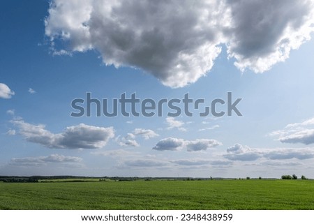 blue sky background with white striped clouds in heaven and infinity may use for sky replacement Royalty-Free Stock Photo #2348438959