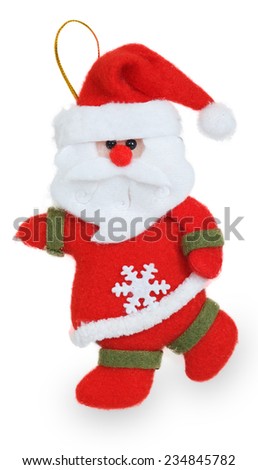 Textile Christmas Santa Claus isolated on white background