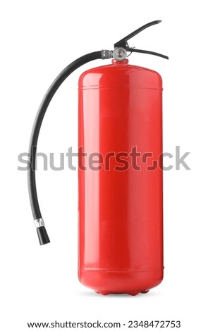 One red fire extinguisher on white background Royalty-Free Stock Photo #2348472753
