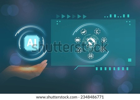 Business people may use the Internet to network and search for information on mobile devices using AI (artificial intelligence) network technology.technology concept