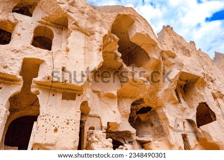 Gorgeous Unique natural place in Cappadocia-Zelve Open Air Museum. Turkiye. Royalty-Free Stock Photo #2348490301