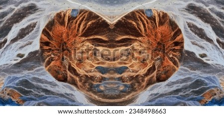 mitosis,  abstract symmetrical photograph of the deserts of Africa from the air, Royalty-Free Stock Photo #2348498663