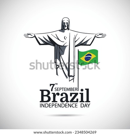 Vector Illustration of  Brazil Independence Day. Monument of Christ the Savior
 Royalty-Free Stock Photo #2348504269