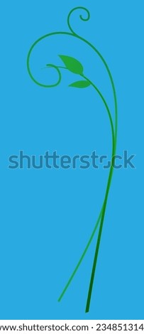 green blade of grass with leaves and swirls