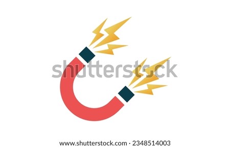Red horseshoe magnet, magnet, magnet.on white background.Vector Design Illustration.